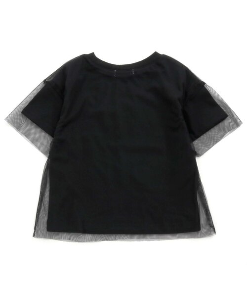 Otonato(オトナト)の「チュールドッキングTシャツ 【親子でおそろいリンクコーデ】(Tシャツ/カットソー・キッズ・オフホワイト/ブラック・140/90/130/110/120/100)」の8枚目の写真