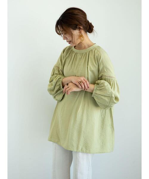 Sugar spoon（シュガースプーン）の「・SUGAR SPOON 2wayギャザーチュニック＊（シャツ/ブラウス・レディース・ピンクベージュ/オフホワイト/ブラック/グリーン系その他3・FREE）」の14枚目の写真