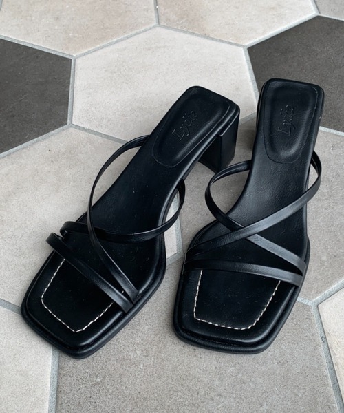 LYDIE（リディー）の「コードストラップスクエアミュールサンダル（サンダル・レディース・イエロー/ブラック/アイボリー/グリーン/ベージュ/オレンジ・M/S/XS/L/LL）」の7枚目の写真