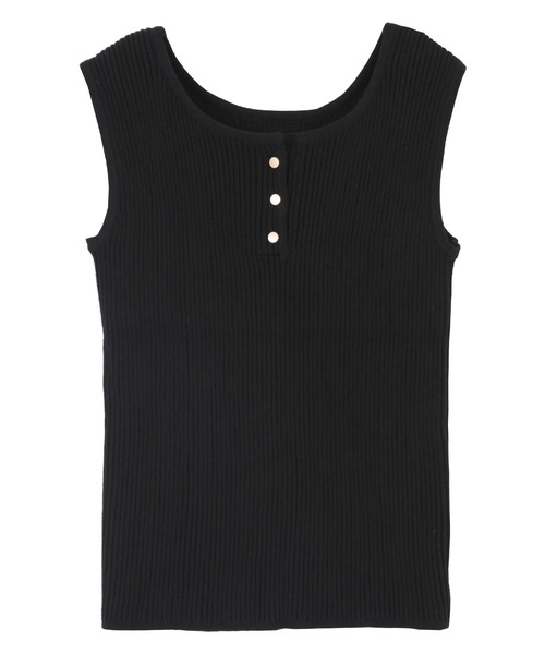 titivate（ティティベイト）の「ｺﾞｰﾙﾄﾞﾎﾞﾀﾝﾍﾝﾘｰﾈｯｸﾀﾝｸﾄｯﾌﾟ（タンクトップ・レディース・ブラック/ピンク/モカ/グレイッシュベージュ・S/M）」の2枚目の写真