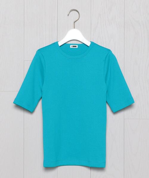 H BEAUTY&YOUTH UNITED ARROWS(エイチビューティーアンドユースユナイテッドアローズ)の「<H>COTTON CREW NECK T-SHIRT/Tシャツ(Tシャツ/カットソー・レディース・ホワイト/ブラック/ターコイズブルー/ケリー・FREE)」の1枚目の写真
