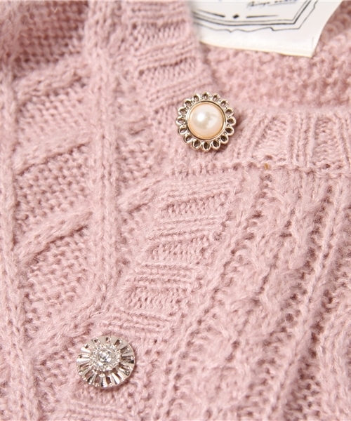 mysty woman（ミスティウーマン）の「ケーブル編みニットカーディガン（カーディガン/ボレロ・レディース・ホワイト/チャコールグレー/アッシュグレー/ダークグリーン/ピンク/サックスブルー・MEDIUM）」の16枚目の写真