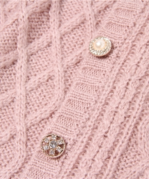 mysty woman（ミスティウーマン）の「ケーブル編みニットカーディガン（カーディガン/ボレロ・レディース・ホワイト/チャコールグレー/アッシュグレー/ダークグリーン/ピンク/サックスブルー・MEDIUM）」の17枚目の写真