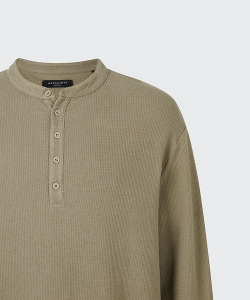 ALLSAINTS（オールセインツ）の「WRENLEY ORGANIC COTTON HENLEY | WRENLEY オーガニック コットン ヘンリー（Tシャツ/カットソー・メンズ・グリーン系・M/S/L/XS）」の5枚目の写真