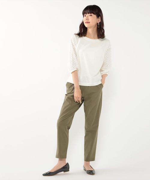 Petit Honfleur(プチオンフルール)の「レース袖ゆるプルオーバー(Tシャツ/カットソー・レディース・ホワイト/ネイビー/モカ・M/L)」の10枚目の写真