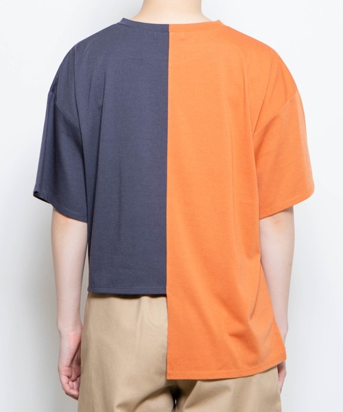 WEGO（ウィゴー）の「WEGO/アシメカッティングTシャツ（Tシャツ/カットソー・レディース・ホワイト/オレンジ・FREE）」の3枚目の写真