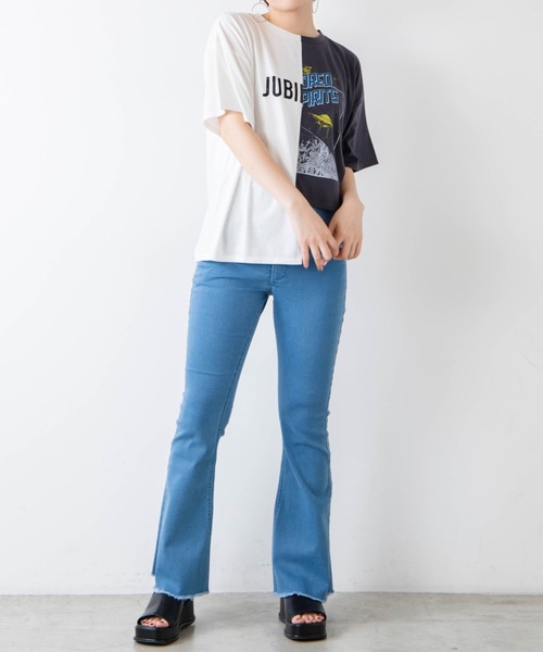 WEGO（ウィゴー）の「WEGO/アシメカッティングTシャツ（Tシャツ/カットソー・レディース・ホワイト/オレンジ・FREE）」の6枚目の写真