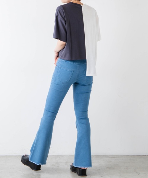 WEGO（ウィゴー）の「WEGO/アシメカッティングTシャツ（Tシャツ/カットソー・レディース・ホワイト/オレンジ・FREE）」の7枚目の写真