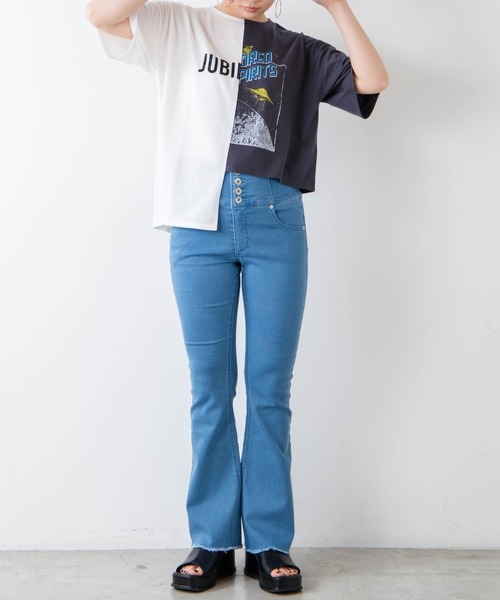 WEGO（ウィゴー）の「WEGO/アシメカッティングTシャツ（Tシャツ/カットソー・レディース・ホワイト/オレンジ・FREE）」の8枚目の写真