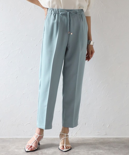 Bonjour Sagan（ボンジュールサガン）の「ドローストリングテーパードパンツ（スラックス・レディース・ブラック/ベージュ/オフホワイト/ダークネイビー/ライトベージュ/グリーン/グレー系その他・FREE）」の4枚目の写真