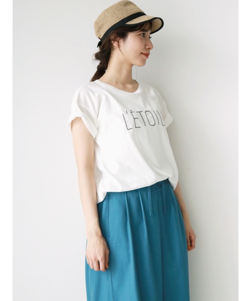 Samansa Mos2（サマンサ モスモス）の「ぽこぽこ刺繍Tシャツ（Tシャツ/カットソー・レディース・オフホワイト/チャコール/ピンク/ベージュ/ミント・ﾌﾘ-）」の2枚目の写真