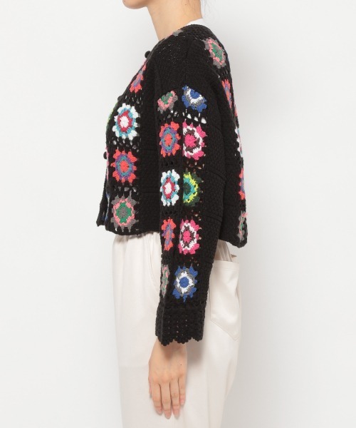 JEANASIS（ジーナシス）の「ハンドクロシェショートカーディガン/954598（カーディガン/ボレロ・レディース・ブラック/グレー・FREE）」の3枚目の写真