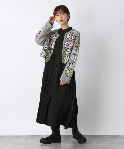 JEANASIS（ジーナシス）の「ハンドクロシェショートカーディガン/954598（カーディガン/ボレロ・レディース・ブラック/グレー・FREE）」の9枚目の写真