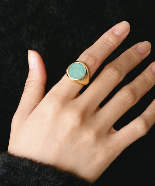 HARE(ハレ)の「Natural stoneリング(HARE)(リング・レディース・ブラック/グリーン/ゴールド/ゴールド系その他・FREE)」の3枚目の写真