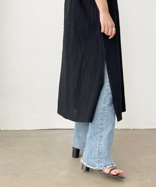 Shelly island(シェリーアイランド)の「深Vネックボリュームワンピース(ワンピース・レディース・ブラック/ベージュ・M)」の10枚目の写真