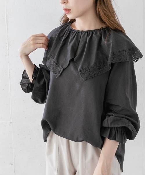 URBAN RESEARCH Sonny Label（アーバンリサーチサニーレーベル）の「ラッフルカラーブラウス（シャツ/ブラウス・レディース・オフホワイト/スミクロ・FREE）」の2枚目の写真