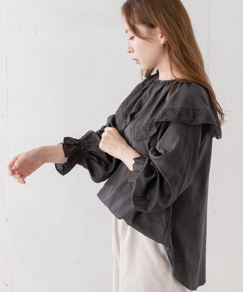 URBAN RESEARCH Sonny Label（アーバンリサーチサニーレーベル）の「ラッフルカラーブラウス（シャツ/ブラウス・レディース・オフホワイト/スミクロ・FREE）」の5枚目の写真