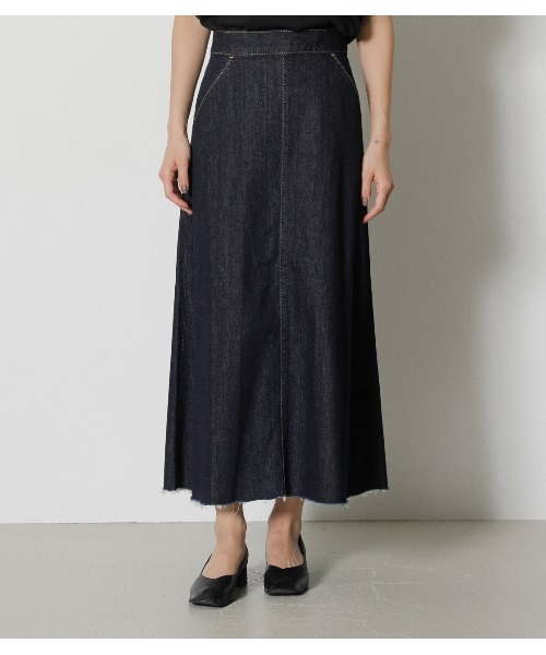AZUL by moussy(アズールバイマウジー)の「FLARE DENIM LONG SKIRT/フレアデニムロングスカート(デニムスカート・レディース・ブラック/ワンウォッシュ・LARGE/SMALL/X-SMALL/MEDIUM)」の9枚目の写真