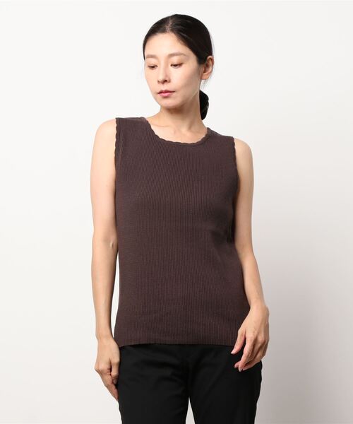 Samansa Mos2(サマンサ モスモス)の「リブニット前後着ノースリーブ(ニット/セーター・レディース・ダークブラウン/ベージュ/キャメル/カーキ・フリ-)」の2枚目の写真