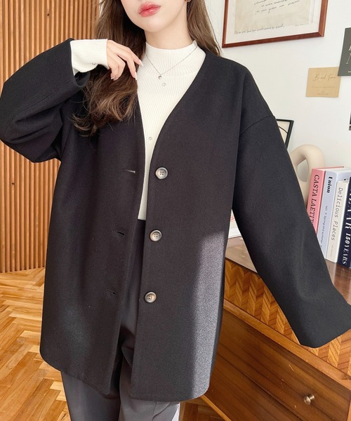 セール】【累計販売枚数3万枚突破！】ニットメルトンノーカラー