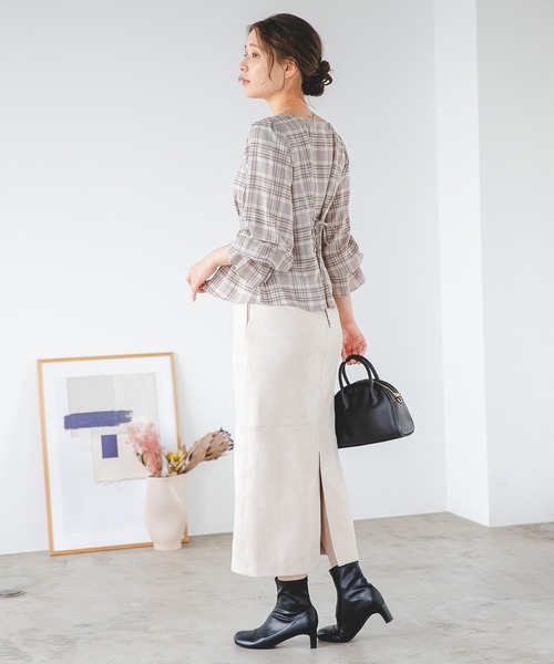 mysty woman（ミスティウーマン）の「アソートナロースカート 235502（スカート・レディース・アイボリー/ブラック/グリーン系その他・FREE）」の9枚目の写真