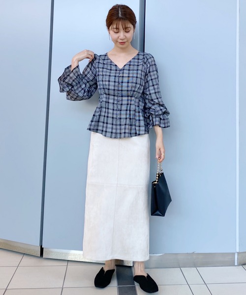 mysty woman（ミスティウーマン）の「アソートナロースカート 235502（スカート・レディース・アイボリー/ブラック/グリーン系その他・FREE）」の10枚目の写真