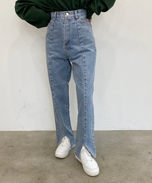 nemne store（ネンネストア）の「夢をつかむセンタースリットデニムパンツ（デニムパンツ・レディース・ブラック/インディゴブルー/ブルー/ピンク/グリーン・SMALL/MEDIUM）」の20枚目の写真