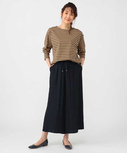 Petit Honfleur(プチオンフルール)の「ボーダーロングTシャツ(Tシャツ/カットソー・レディース・ネイビー/モカ・M/L)」の5枚目の写真
