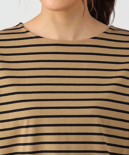 Petit Honfleur(プチオンフルール)の「ボーダーロングTシャツ(Tシャツ/カットソー・レディース・ネイビー/モカ・M/L)」の10枚目の写真