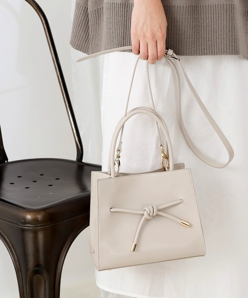 COLONY 2139(コロニートゥーワンスリーナイン)の「リボン結びミニトートバッグ/ショルダーバッグ(トートバッグ・レディース・ブラック/グレイッシュベージュ/カーキ・FREE)」の1枚目の写真