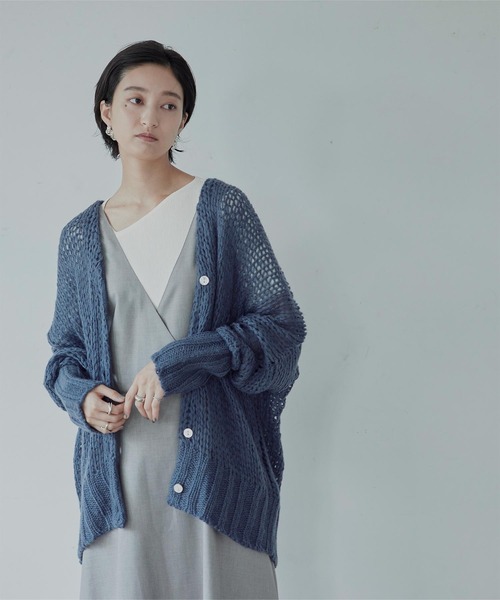 miette（ミエット）の「ｳｰﾙ混透かし編みｶｰﾃﾞｨｶﾞﾝ（カーディガン/ボレロ・レディース・グリーン/ブルー/アイボリー・FREE）」の3枚目の写真