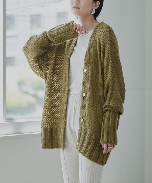 miette（ミエット）の「ｳｰﾙ混透かし編みｶｰﾃﾞｨｶﾞﾝ（カーディガン/ボレロ・レディース・グリーン/ブルー/アイボリー・FREE）」の2枚目の写真