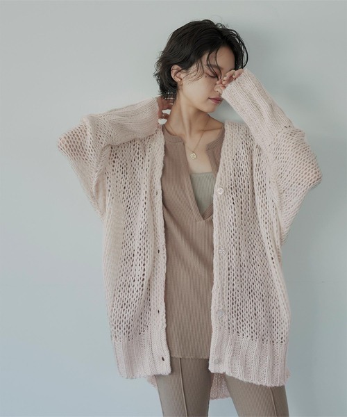 miette（ミエット）の「ｳｰﾙ混透かし編みｶｰﾃﾞｨｶﾞﾝ（カーディガン/ボレロ・レディース・グリーン/ブルー/アイボリー・FREE）」の10枚目の写真