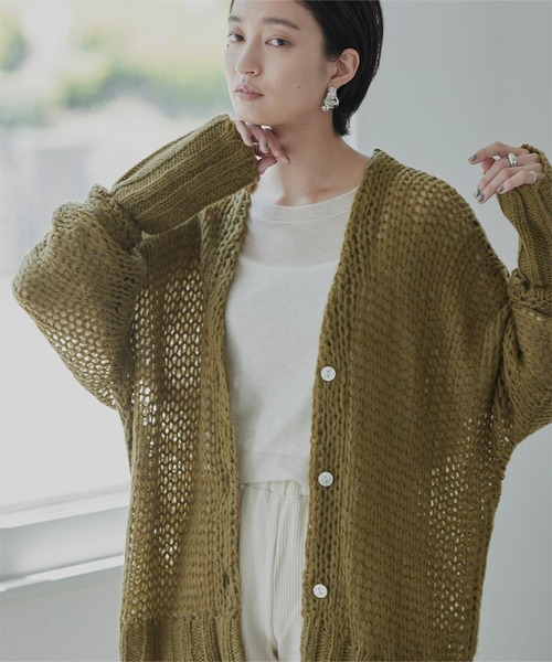 miette（ミエット）の「ｳｰﾙ混透かし編みｶｰﾃﾞｨｶﾞﾝ（カーディガン/ボレロ・レディース・グリーン/ブルー/アイボリー・FREE）」の18枚目の写真