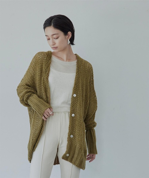 miette（ミエット）の「ｳｰﾙ混透かし編みｶｰﾃﾞｨｶﾞﾝ（カーディガン/ボレロ・レディース・グリーン/ブルー/アイボリー・FREE）」の4枚目の写真