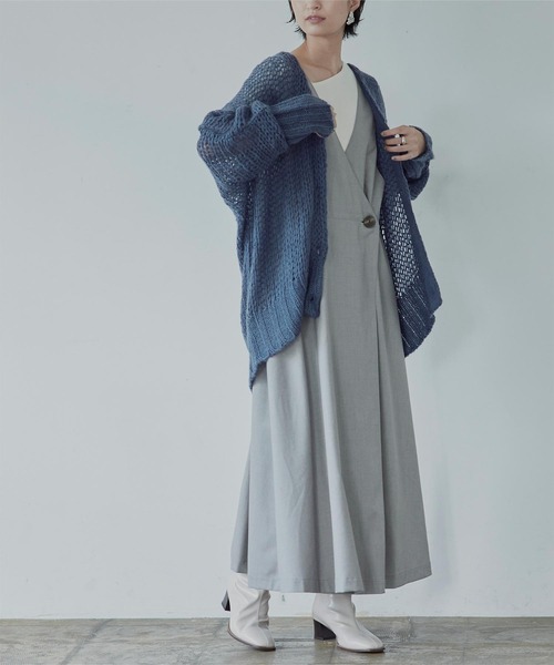 miette（ミエット）の「ｳｰﾙ混透かし編みｶｰﾃﾞｨｶﾞﾝ（カーディガン/ボレロ・レディース・グリーン/ブルー/アイボリー・FREE）」の6枚目の写真