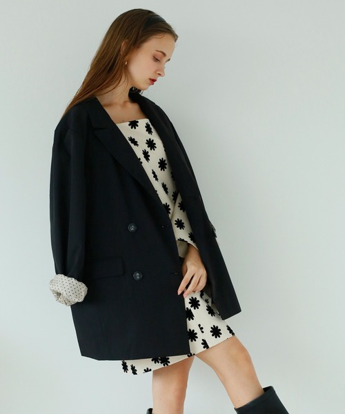 Seemi. byNICECLAUP（ シーミーバイナイスクラップ）の「テーラードルーズジャケット（テーラードジャケット・レディース・ブラック/ベージュ系その他・FREE）」の2枚目の写真