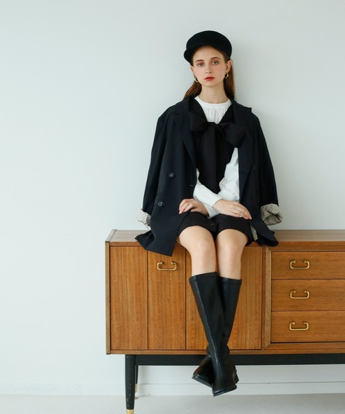 Seemi. byNICECLAUP（ シーミーバイナイスクラップ）の「テーラードルーズジャケット（テーラードジャケット・レディース・ブラック/ベージュ系その他・FREE）」の16枚目の写真