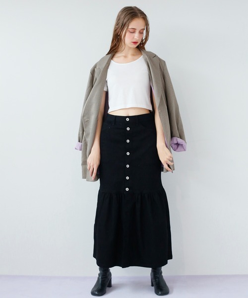 Seemi. byNICECLAUP（ シーミーバイナイスクラップ）の「テーラードルーズジャケット（テーラードジャケット・レディース・ブラック/ベージュ系その他・FREE）」の3枚目の写真