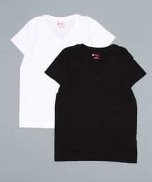 【HANES/ヘインズ】JAPANFIT　for　HER　Vネック　Tシャツ　アソートSET　2枚組