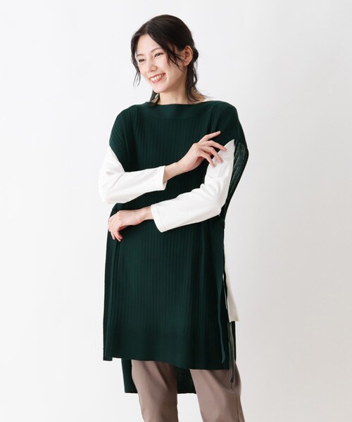 SHOO・LA・RUE（シューラルー）の「◆【2点セット】ロングベスト＋Ｔシャツ（ベスト・レディース・ブラック/モスグリーン/ブラウン系その他・02/03/04）」の3枚目の写真