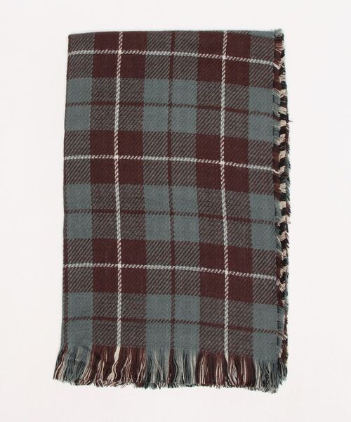 欧州航路（オウシュウコウロ）の「【欧州航路】ダブルタータンチェックストール（マフラー・レディース・ネイビー/ブラウン/ブラック×ホワイト/ブルー系その他/オレンジ系その他・FREE）」の7枚目の写真