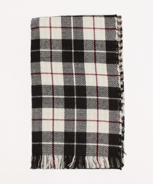 欧州航路（オウシュウコウロ）の「【欧州航路】ダブルタータンチェックストール（マフラー・レディース・ネイビー/ブラウン/ブラック×ホワイト/ブルー系その他/オレンジ系その他・FREE）」の10枚目の写真