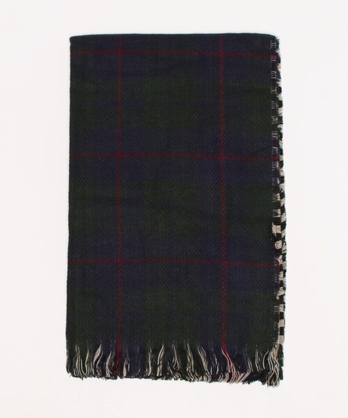 欧州航路（オウシュウコウロ）の「【欧州航路】ダブルタータンチェックストール（マフラー・レディース・ネイビー/ブラウン/ブラック×ホワイト/ブルー系その他/オレンジ系その他・FREE）」の8枚目の写真