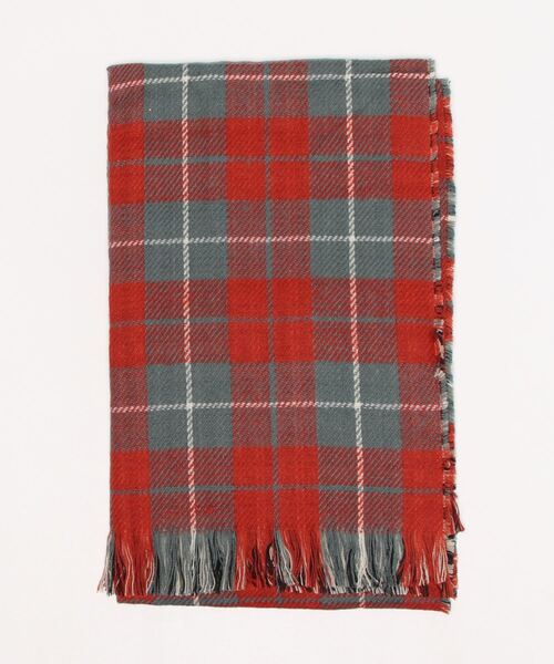 欧州航路（オウシュウコウロ）の「【欧州航路】ダブルタータンチェックストール（マフラー・レディース・ネイビー/ブラウン/ブラック×ホワイト/ブルー系その他/オレンジ系その他・FREE）」の13枚目の写真