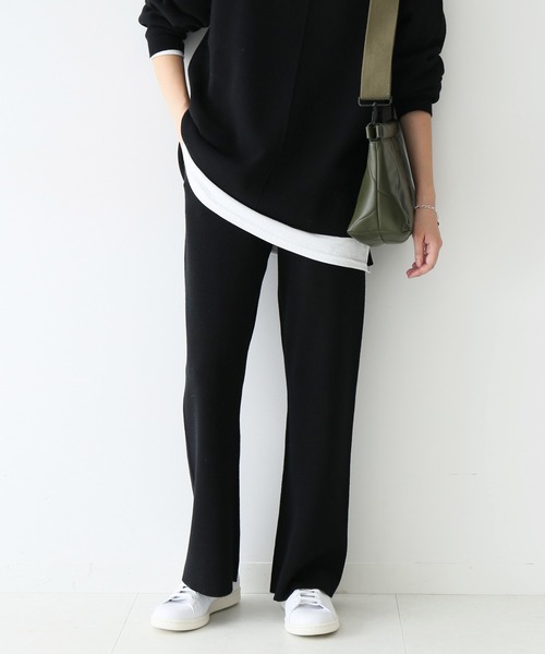 SLOBE IENA(スローブイエナ)の「ウォッシャブルウールニットパンツ【ウエストゴム/手洗い可能】◆(その他パンツ・レディース・ブラック/ブラウン/ベージュ・36/38/40)」の2枚目の写真