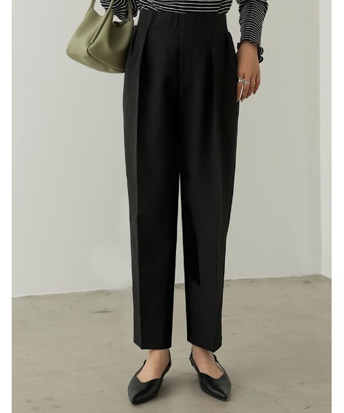 Re:EDIT（リエディ）の「[低身長/高身長サイズ有]ストレッチツイルダブルタックテーパードパンツ（その他パンツ・レディース・ブラック/ブルー/モカ/ピンク/パープル/オレンジ・MEDIUM/AS/SMALL/TALL/AM/LARGE）」の3枚目の写真