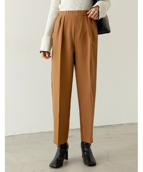 Re:EDIT（リエディ）の「[低身長/高身長サイズ有]ストレッチツイルダブルタックテーパードパンツ（その他パンツ・レディース・ブラック/ブルー/モカ/ピンク/パープル/オレンジ・MEDIUM/AS/SMALL/TALL/AM/LARGE）」の4枚目の写真