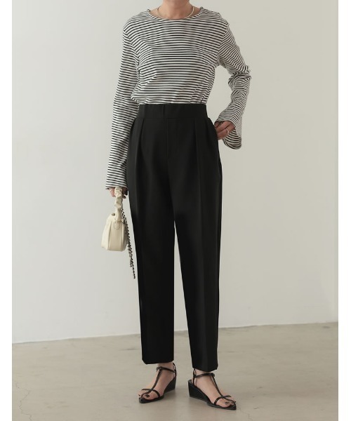 Re:EDIT（リエディ）の「[低身長/高身長サイズ有]ストレッチツイルダブルタックテーパードパンツ（その他パンツ・レディース・ブラック/ブルー/モカ/ピンク/パープル/オレンジ・MEDIUM/AS/SMALL/TALL/AM/LARGE）」の19枚目の写真