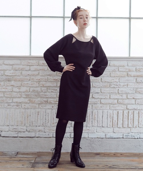 Lina la mer.(リナラメール)の「【Lina la mer. /リナラメール】Powder touch dress / 長袖 スウェット ワンピース ドレス(ワンピース・レディース・ブラック/グリーン・SMALL/MEDIUM)」の5枚目の写真